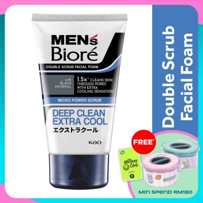 MEN'S BIORE Men'S  Double Scrub Extra Cool 100g Face Wash