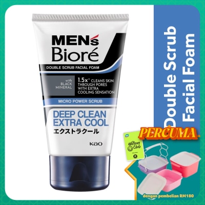 MEN'S BIORE - Men'S  Double Scrub Extra Cool 100g Face Wash