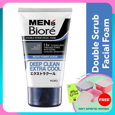 MEN'S BIORE Men'S  Double Scrub Extra Cool 100g Face Wash