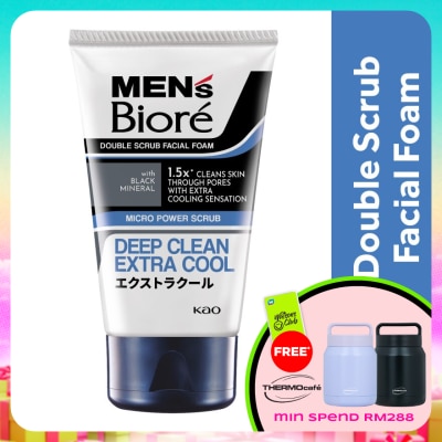 MEN'S BIORE - Men'S  Double Scrub Extra Cool 100g Face Wash