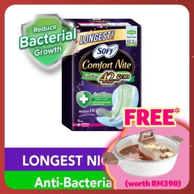 SOFY Comfort Nite Antibac Slim Wing 42.5cm 8's