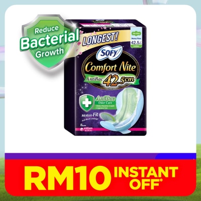 SOFY Comfort Nite Antibac Slim Wing 42.5cm 8's