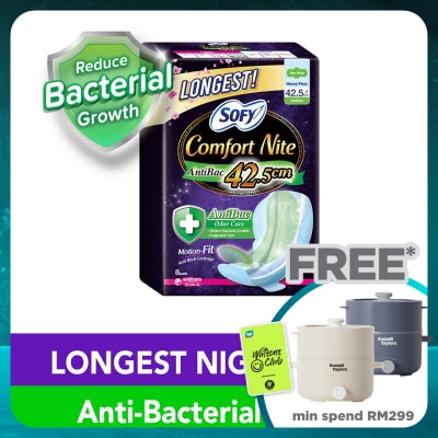 SOFY Comfort Nite Antibac Slim Wing 42.5cm 8's