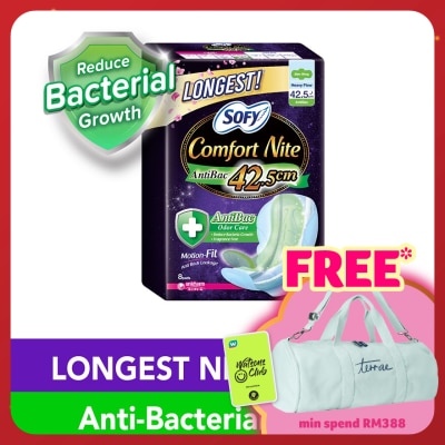 SOFY Comfort Nite Antibac Slim Wing 42.5cm 8's