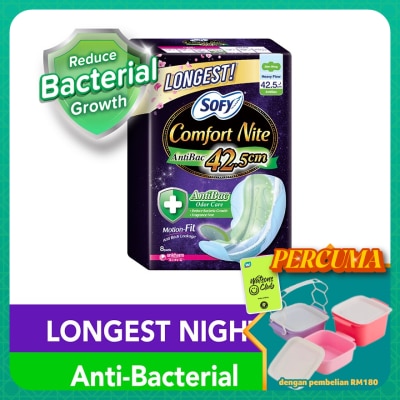 SOFY - Comfort Nite Antibac Slim Wing 42.5cm 8's