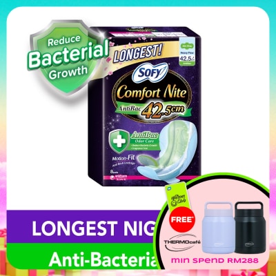 SOFY - Comfort Nite Antibac Slim Wing 42.5cm 8's