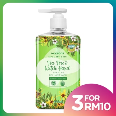 WATSONS TEA TREE & WITCH HAZEL SCENTED GEL HAND WASH