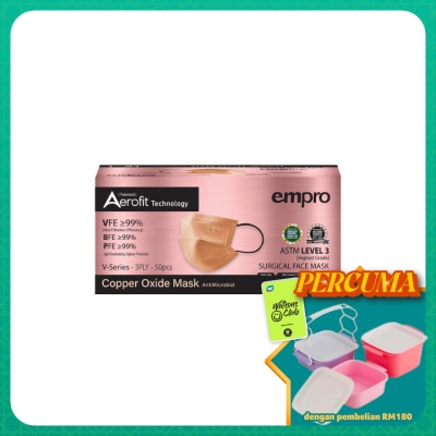 EMPRO - Aerofit Copper Oxide V Series  3PLY Face Mask 50's