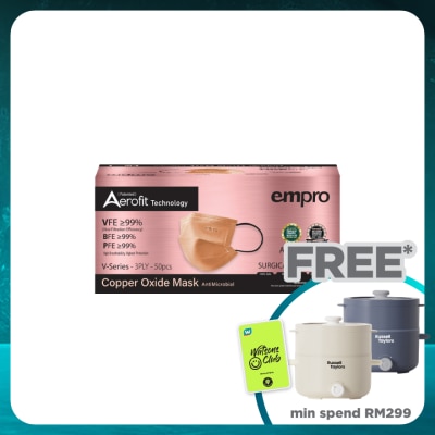 EMPRO Aerofit Copper Oxide V Series  3PLY Face Mask 50's
