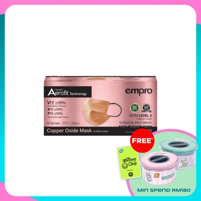 EMPRO Aerofit Copper Oxide V Series  3PLY Face Mask 50's