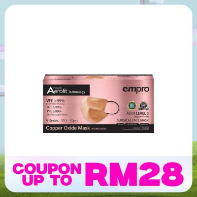 EMPRO Aerofit Copper Oxide V Series  3PLY Face Mask 50's