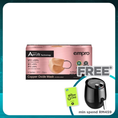 EMPRO Aerofit Copper Oxide V Series  3PLY Face Mask 50's