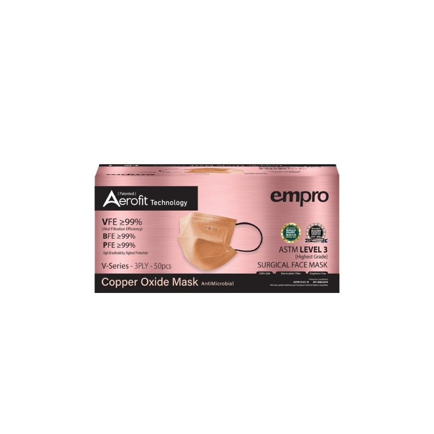 Aerofit Copper Oxide V Series  3PLY Face Mask 50's