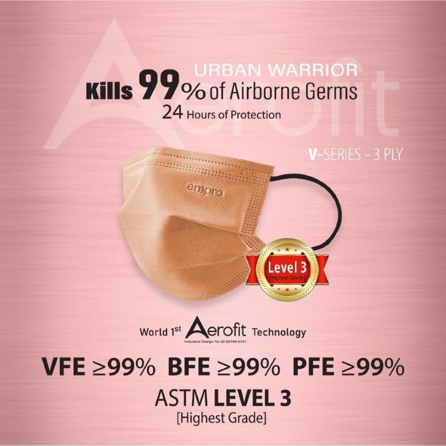 Aerofit Copper Oxide V Series  3PLY Face Mask 50's