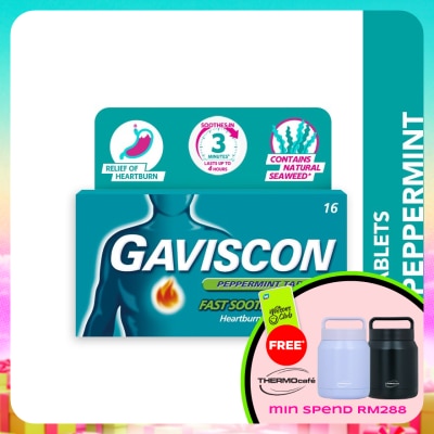GAVISCON - Heartburn & Indigestion Relief Peppermint Tablet 16s