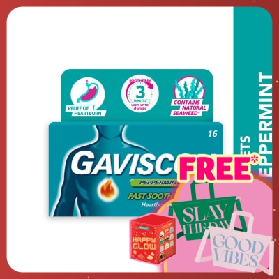 GAVISCON Heartburn & Indigestion Relief Peppermint Tablet 16s