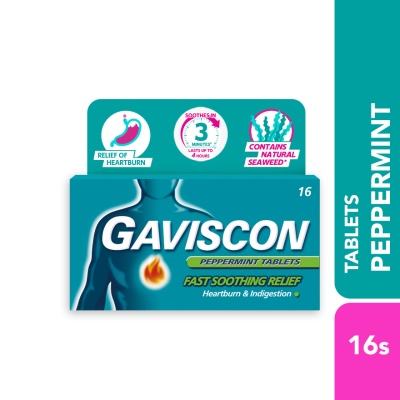 GAVISCON Heartburn & Indigestion Relief Peppermint Tablet 16s image