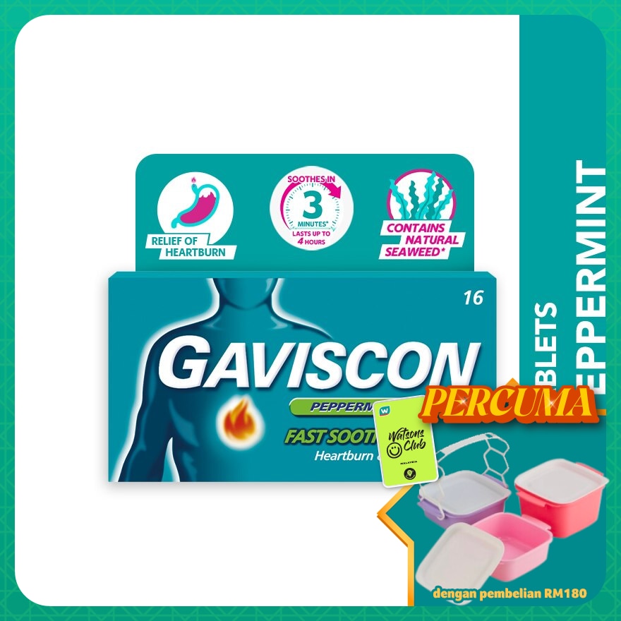 Heartburn & Indigestion Relief Peppermint Tablet 16s