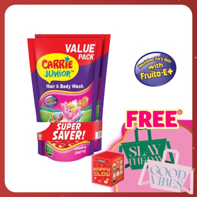 CARRIE JUNIOR Hair & Body Wash Cheeky Cherry Refill Pack x2 500g