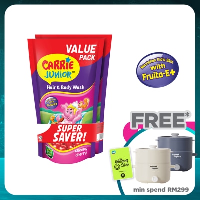 CARRIE JUNIOR Hair & Body Wash Cheeky Cherry Refill Pack x2 500g