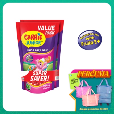 CARRIE JUNIOR Hair & Body Wash Cheeky Cherry Refill Pack x2 500g