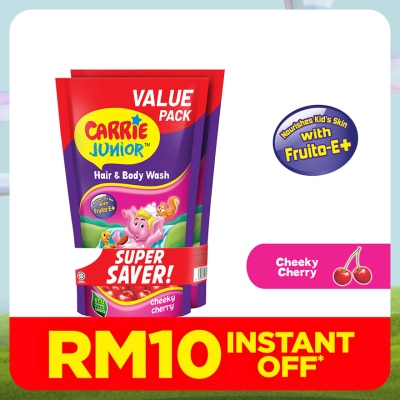 CARRIE JUNIOR Hair & Body Wash Cheeky Cherry Refill Pack x2 500g