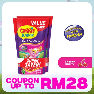 CARRIE JUNIOR Hair & Body Wash Cheeky Cherry Refill Pack x2 500g