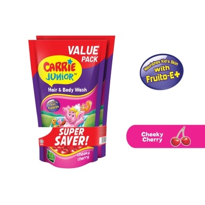 CARRIE JUNIOR Hair & Body Wash Cheeky Cherry Refill Pack x2 500g
