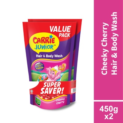 CARRIE JUNIOR Hair & Body Wash Cheeky Cherry Refill Pack x2 450G image
