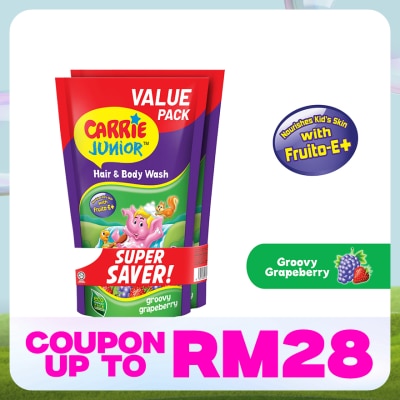 CARRIE JUNIOR Hair & Body Wash Groovy Grapeberry Refill Pack x2 500g