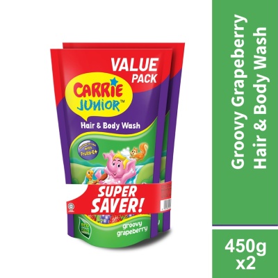 CARRIE JUNIOR Hair & Body Wash Groovy Grapeberry Refill x2 450G image