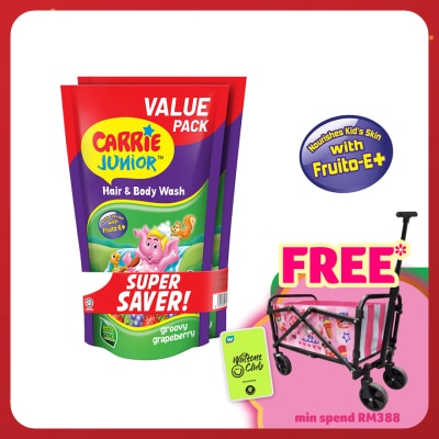 CARRIE JUNIOR Hair & Body Wash Groovy Grapeberry Refill Pack x2 500g