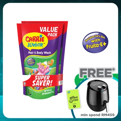 CARRIE JUNIOR Hair & Body Wash Groovy Grapeberry Refill Pack x2 500g