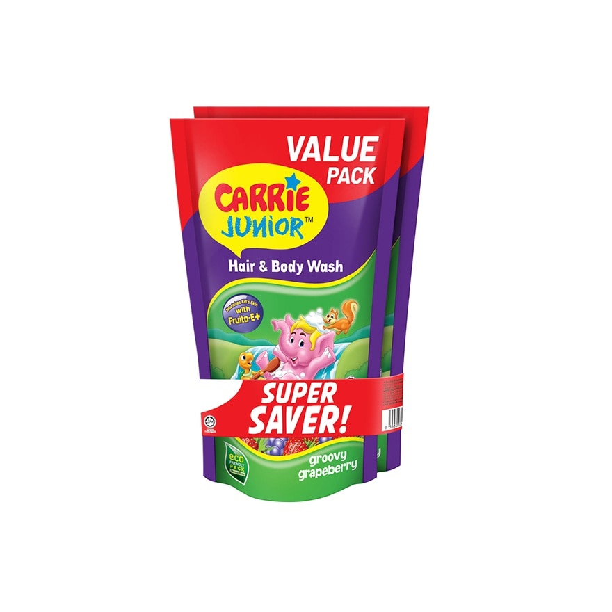 Hair & Body Wash Groovy Grapeberry Refill Pack x2 500g