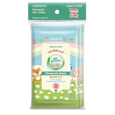 WATSONS Haru & Furi Antibacterial Kids Cleansing  Wipes 8sx3