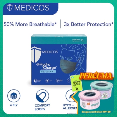 MEDICOS 4ply Hydrocharge Regular Fit Coral Green 50's