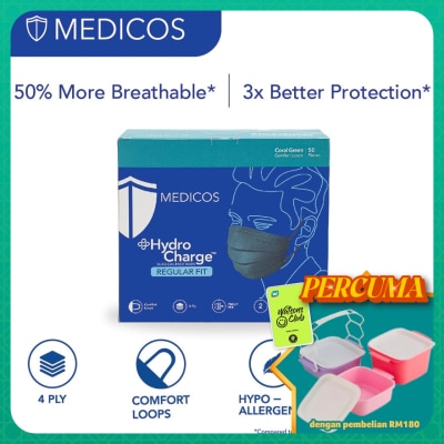 MEDICOS - 4ply Hydrocharge Regular Fit Coral Green 50's