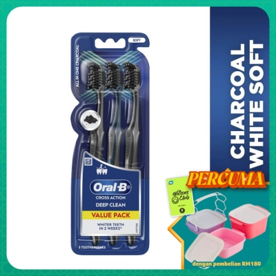 ORAL-B - Charcoal White Soft Toothbrush 3s