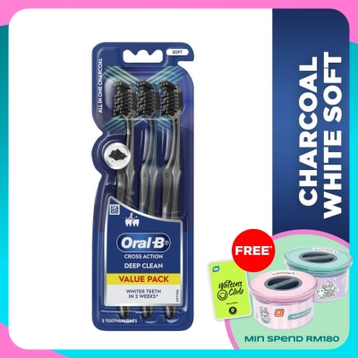 ORAL-B Charcoal White Soft Toothbrush 3s
