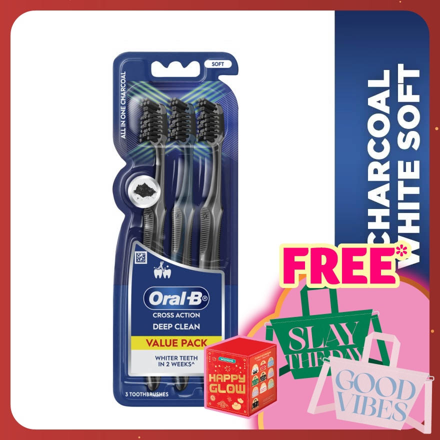 Charcoal White Soft Toothbrush 3s