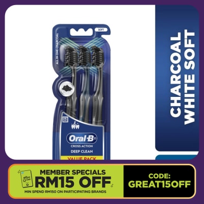ORAL-B Charcoal White Soft Toothbrush 3s