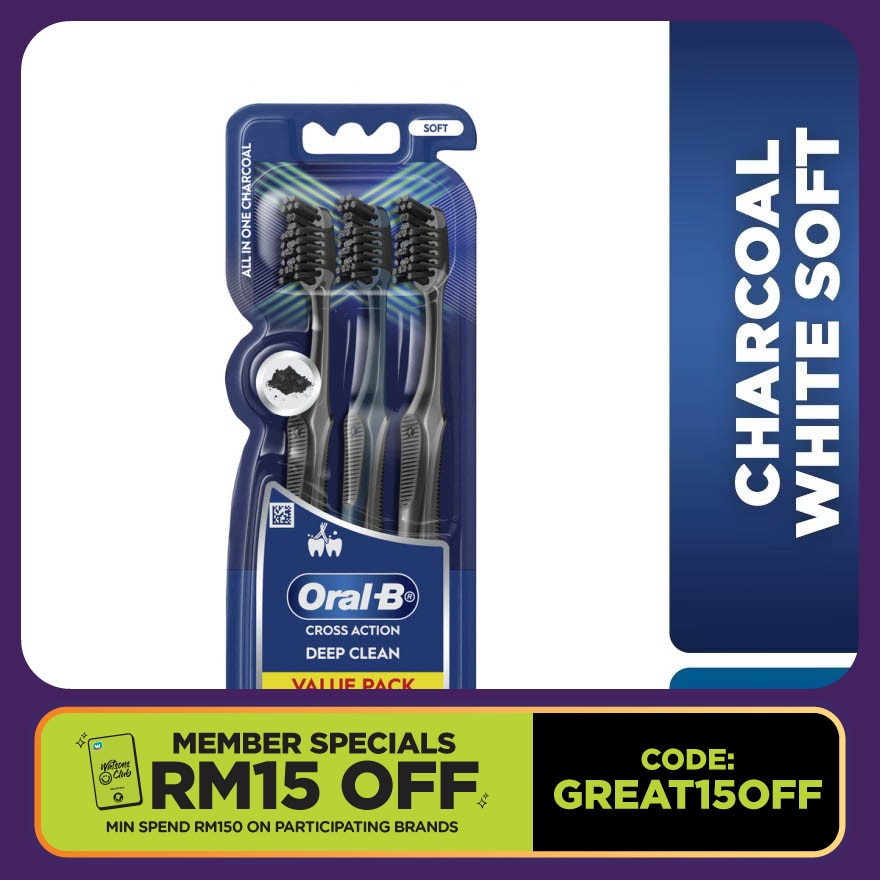 Charcoal White Soft Toothbrush 3s