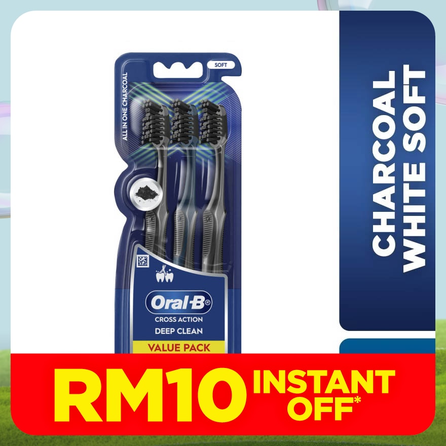 Charcoal White Soft Toothbrush 3s
