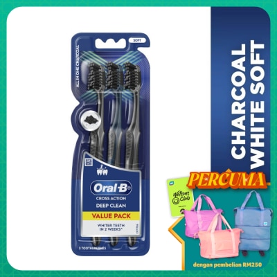 ORAL-B Charcoal White Soft Toothbrush 3s