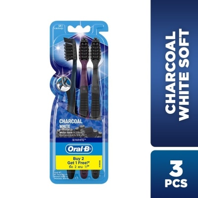 ORAL-B Charcoal White Soft Toothbrush 3's