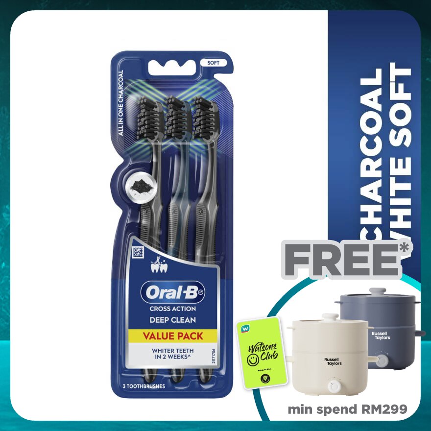 Charcoal White Soft Toothbrush 3s