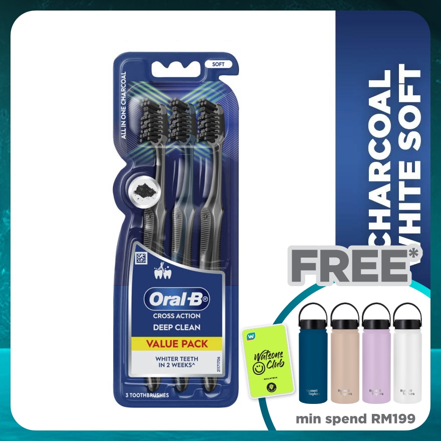 Charcoal White Soft Toothbrush 3s