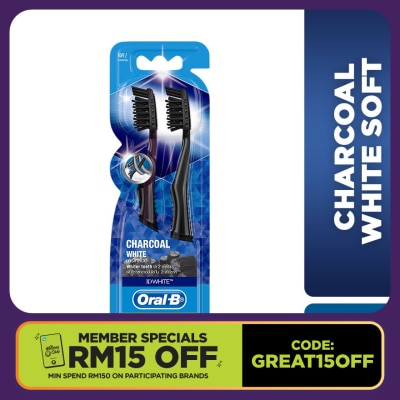 ORAL-B Charcoal White Soft Toothbrush 2s