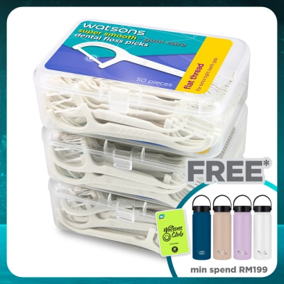 WATSONS Flat Thread Dental Floss Picks 50's x 3 box