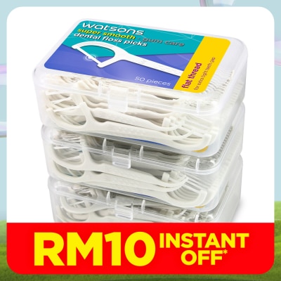 WATSONS Flat Thread Dental Floss Picks 50's x 3 box
